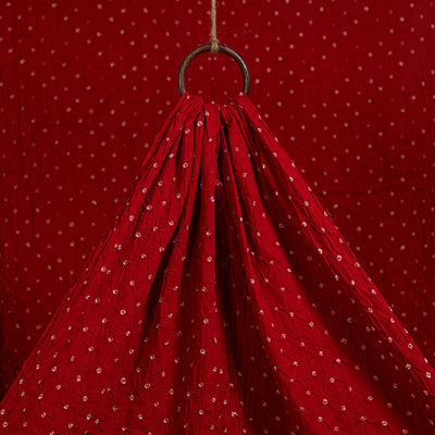 Red - kutch tie-dye cotton bandhani fabric 04 - handcrafted