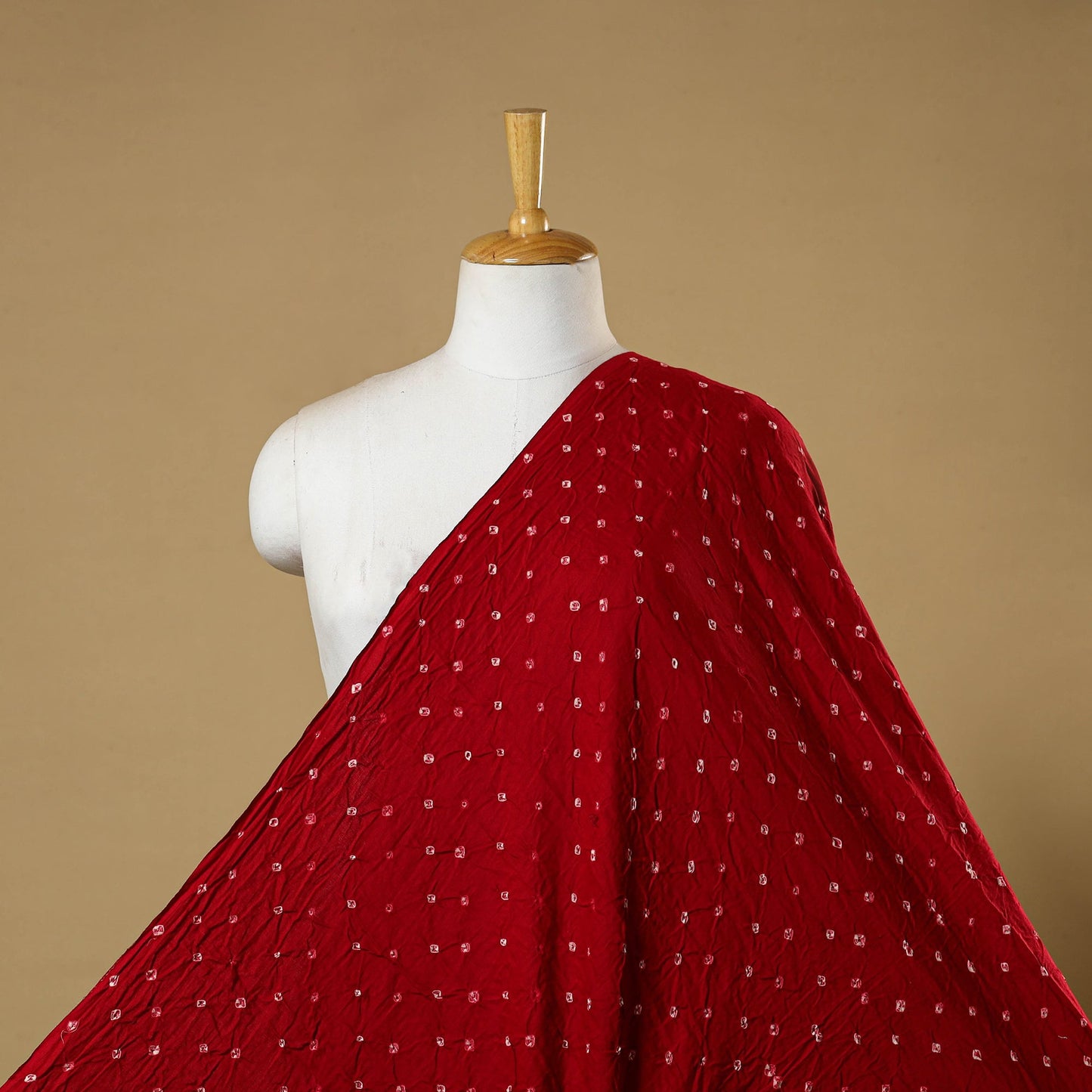Red - kutch tie-dye cotton bandhani fabric 04 - handcrafted