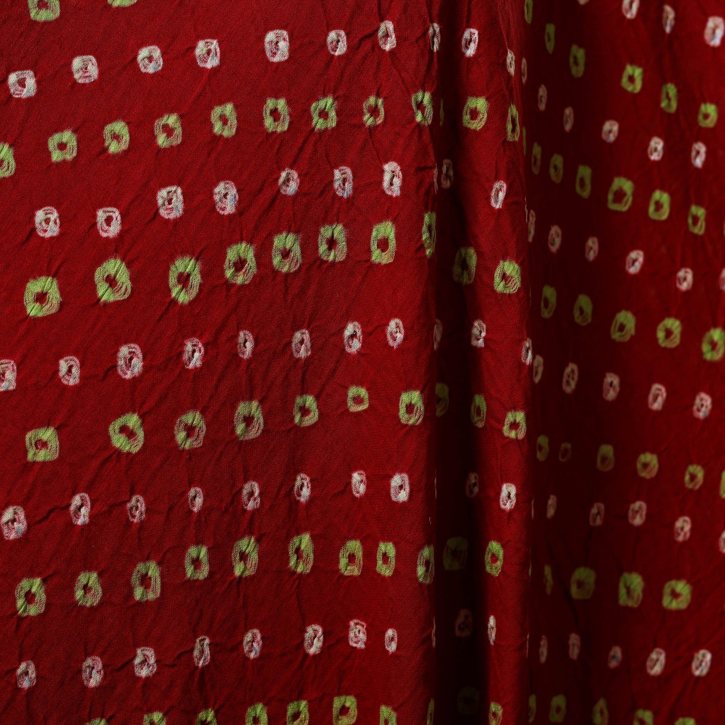 Red - kutch tie-dye cotton bandhani fabric 30 - handcrafted