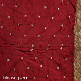 Red - kutch tie-dye cotton bandhani saree 13 - handcrafted