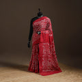 Red - kutch tie-dye cotton bandhani saree 13 - handcrafted