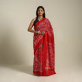 Red Kutch Tie-Dye Cotton Bandhani Saree
