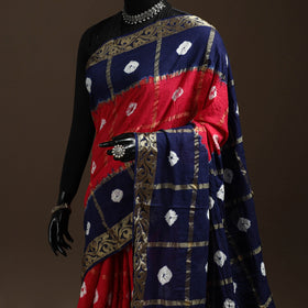 Red - kutch tie-dye cotton bandhani saree 28 - handcrafted