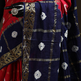 Red - kutch tie-dye cotton bandhani saree 28 - handcrafted