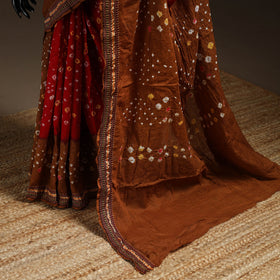 Red - kutch tie-dye cotton bandhani saree with blouse 40