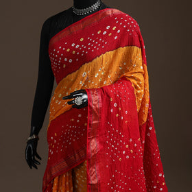 Kutch tie-dye cotton bandhani saree with blouse piece 03