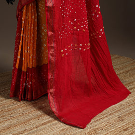 Kutch tie-dye cotton bandhani saree with blouse piece 03