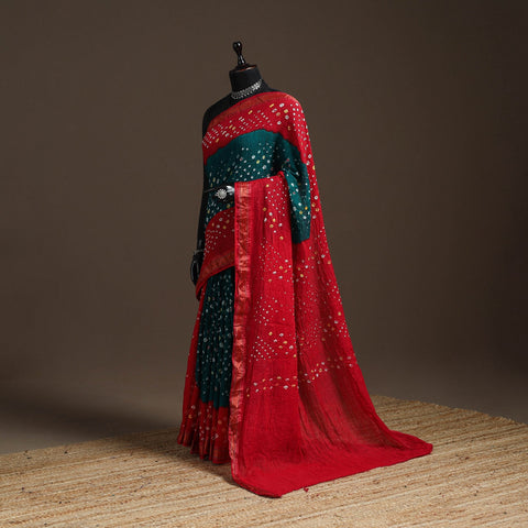 Kutch tie-dye cotton bandhani saree with blouse piece 23