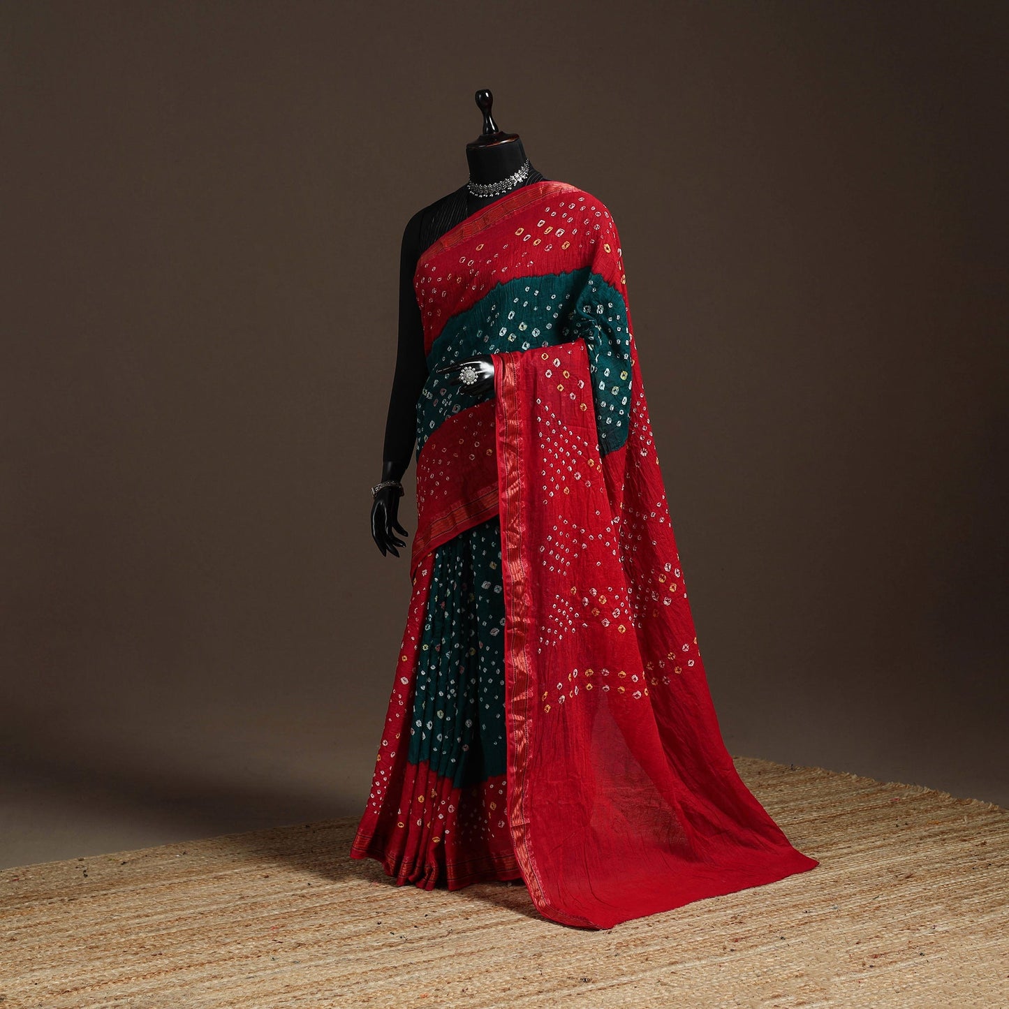 Kutch tie-dye cotton bandhani saree with blouse piece 43