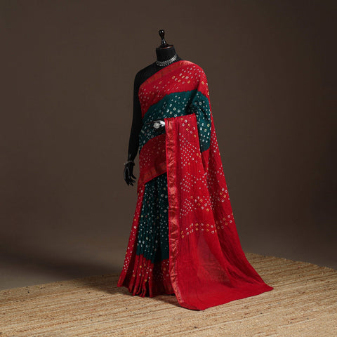 Kutch tie-dye cotton bandhani saree with blouse piece 43