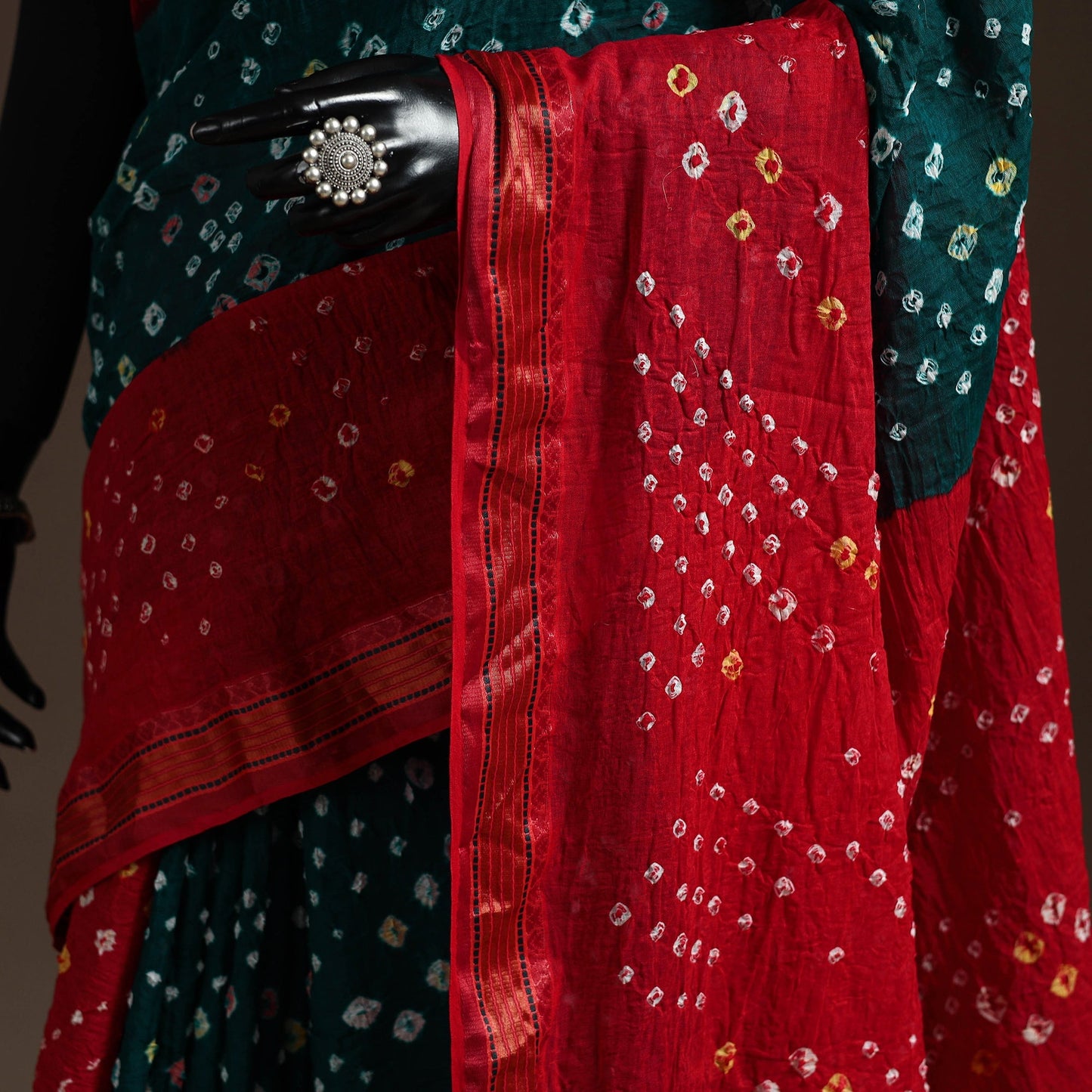 Kutch tie-dye cotton bandhani saree with blouse piece 43