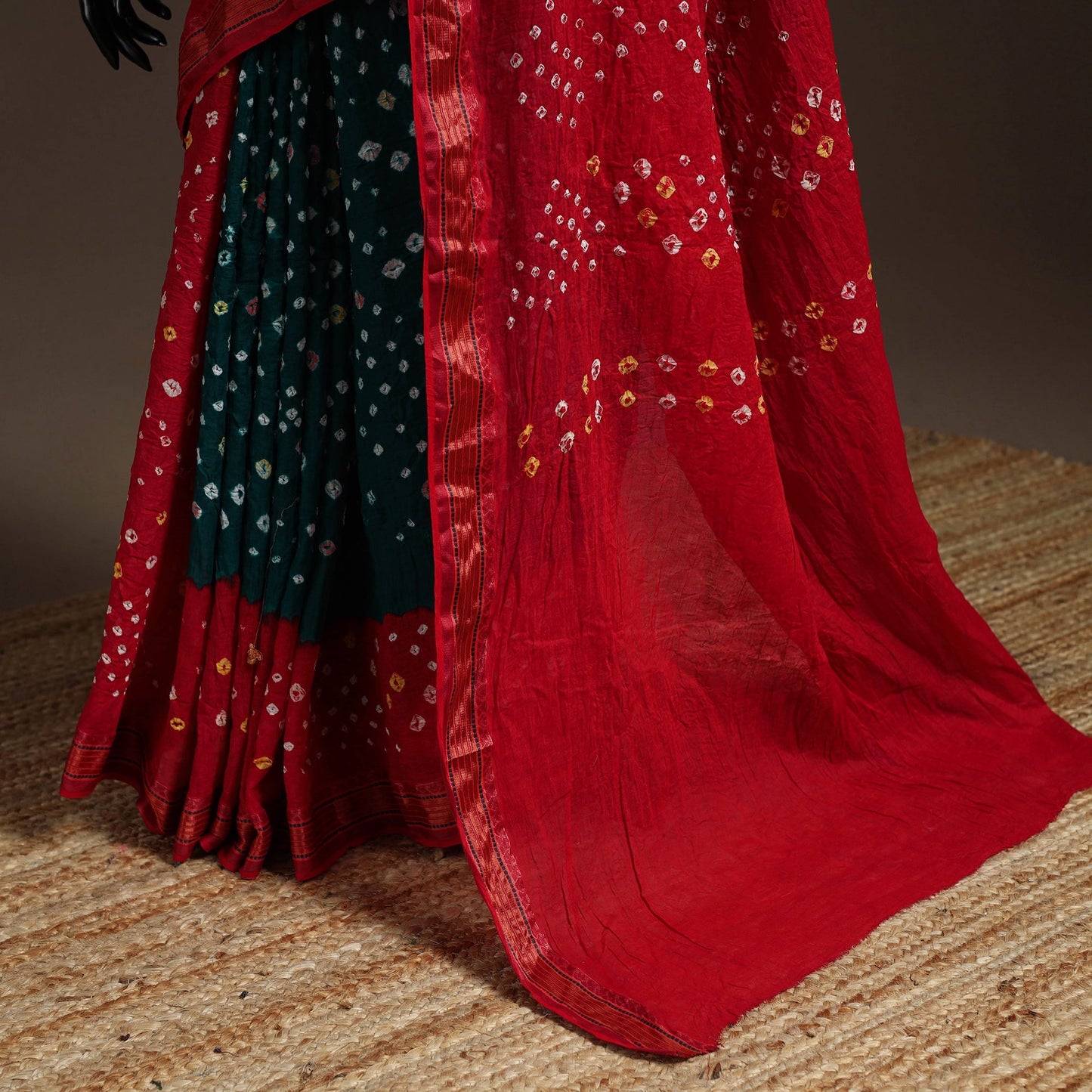 Kutch tie-dye cotton bandhani saree with blouse piece 43