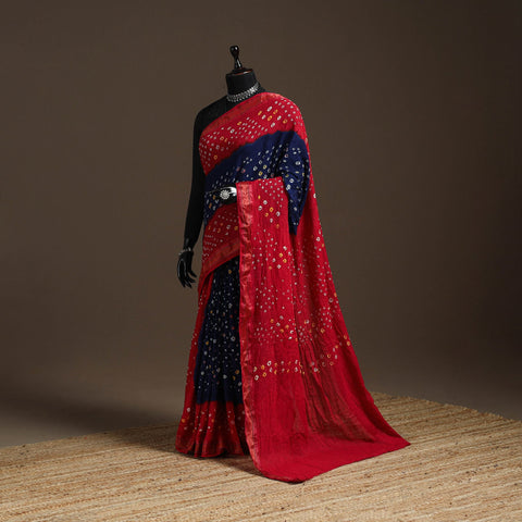 Kutch tie-dye cotton bandhani saree with blouse piece 49