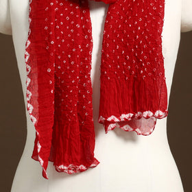 Red Kutch Tie-Dye Cotton Bandhani Stole