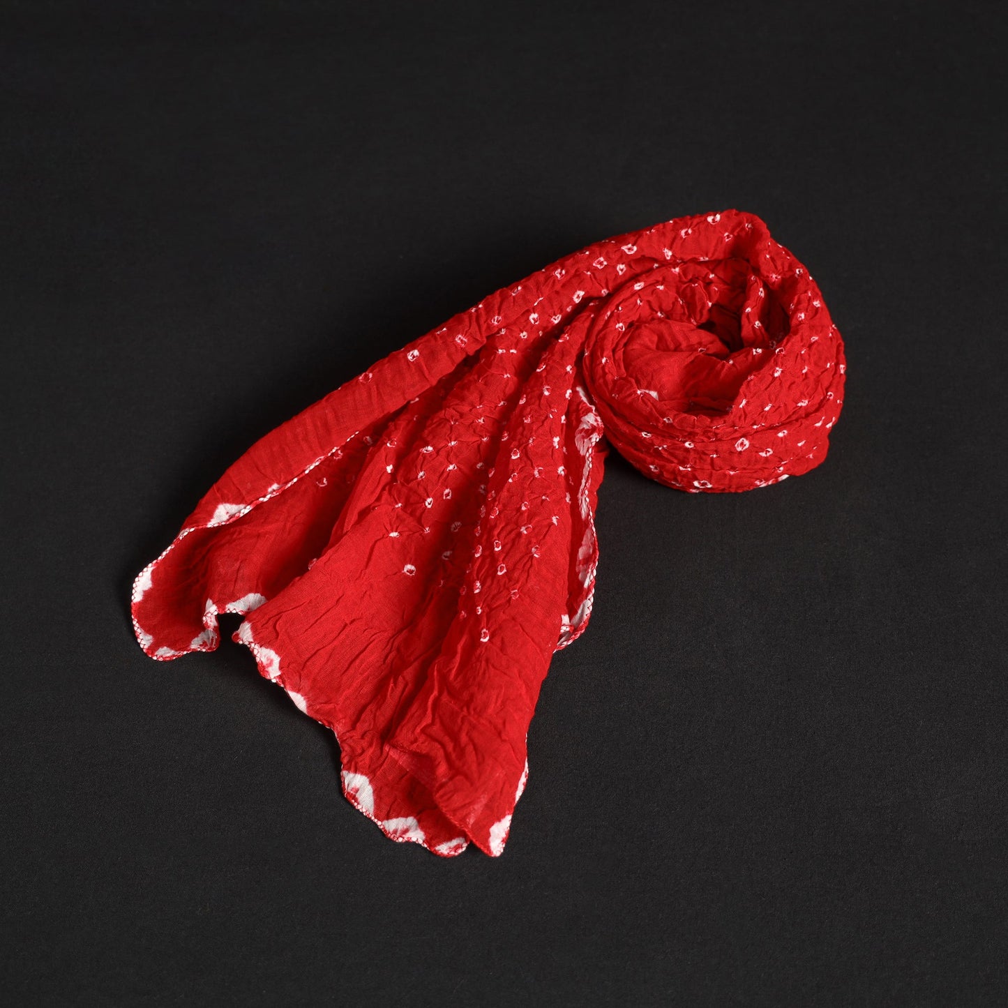 Red Kutch Tie-Dye Cotton Bandhani Stole