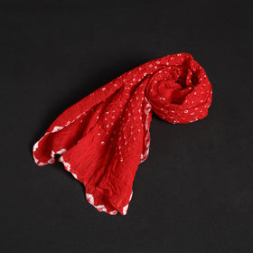 Red Kutch Tie-Dye Cotton Bandhani Stole