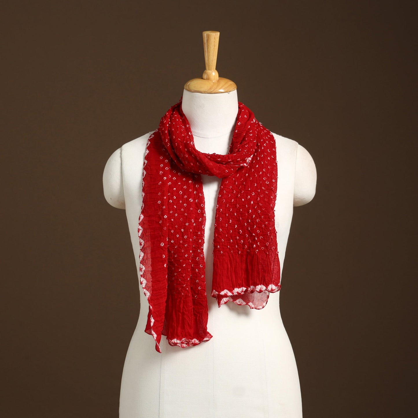 Red Kutch Tie-Dye Cotton Bandhani Stole