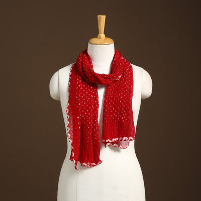 Red Kutch Tie-Dye Cotton Bandhani Stole