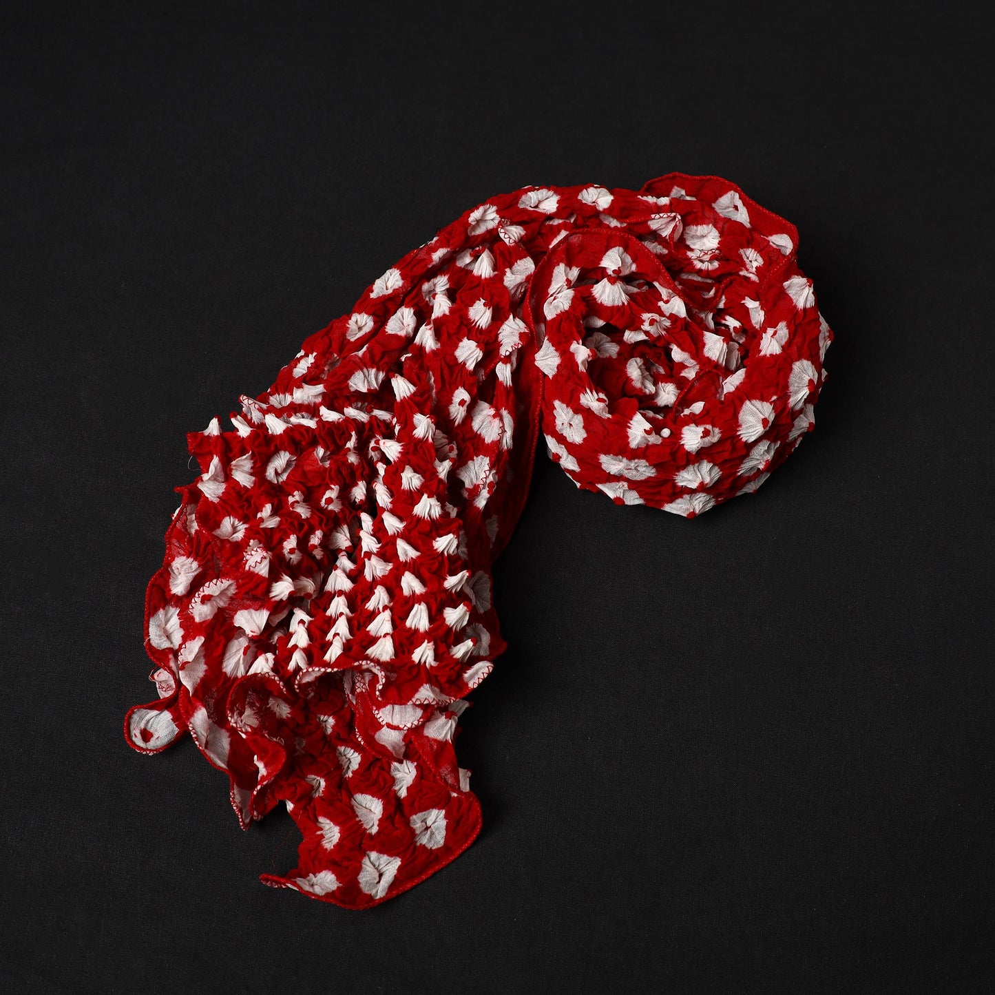 Red - Kutch Tie-Dye Cotton Bandhani Stole 17