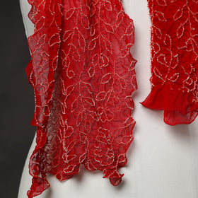 Red - kutch tie & dye georgette bandhani stole 01