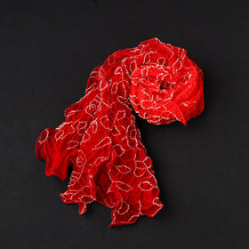 Red - kutch tie & dye georgette bandhani stole 01