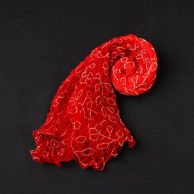 Red Kutch Tie & Dye Georgette Bandhani Stole