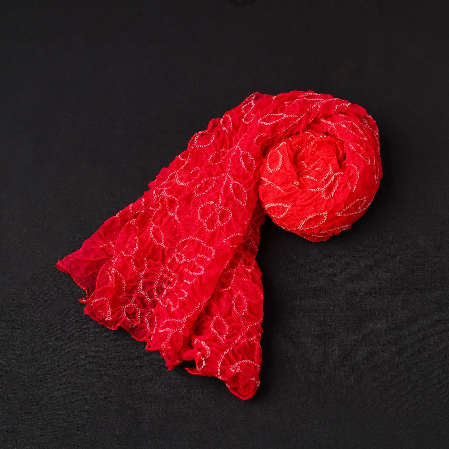 Kutch Tie & Dye Red Georgette Bandhani Stole 