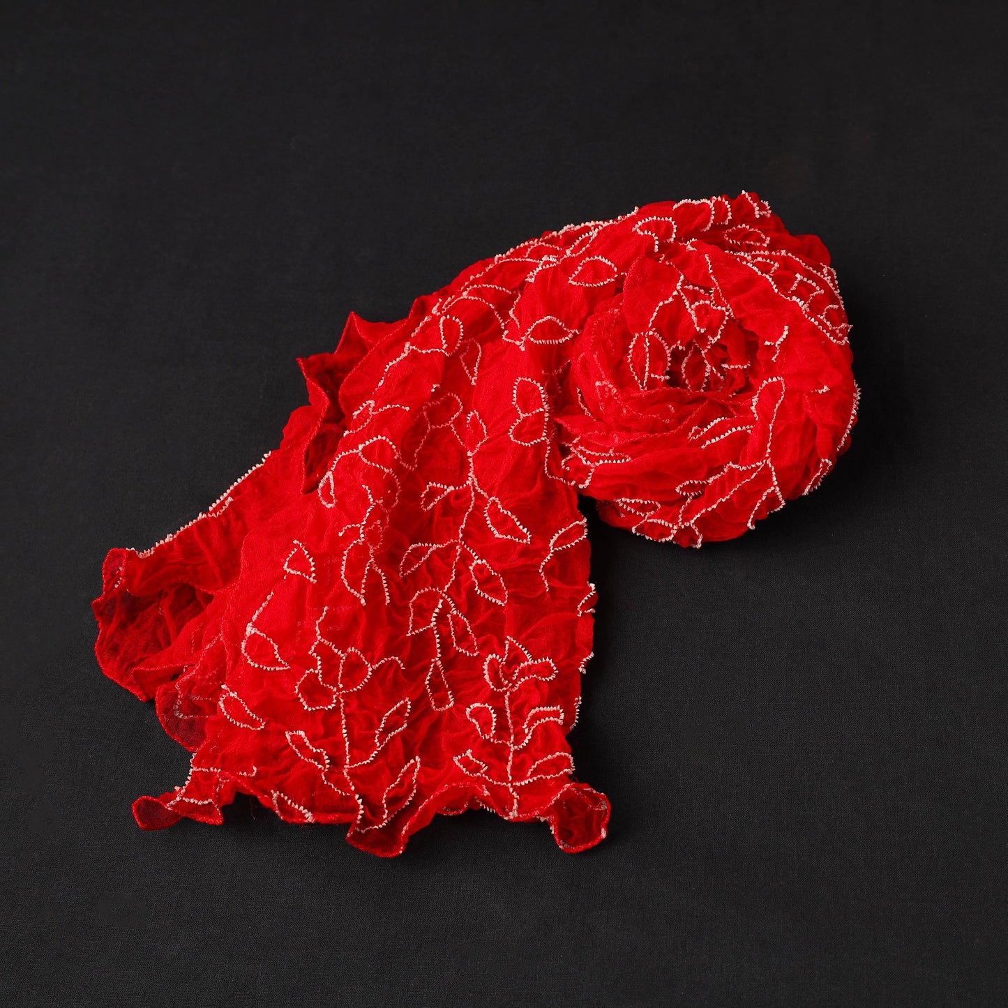 Red - kutch tie & dye georgette bandhani stole 11