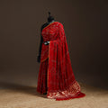 Red - kutch tie-dye modal silk bandhani saree with zari