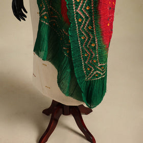 Red - kutch tie-dye mul cotton bandhani dupatta 100