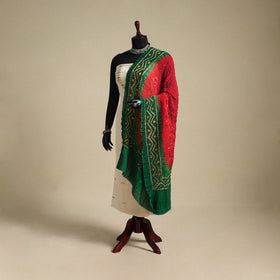 Red - kutch tie-dye mul cotton bandhani dupatta 100