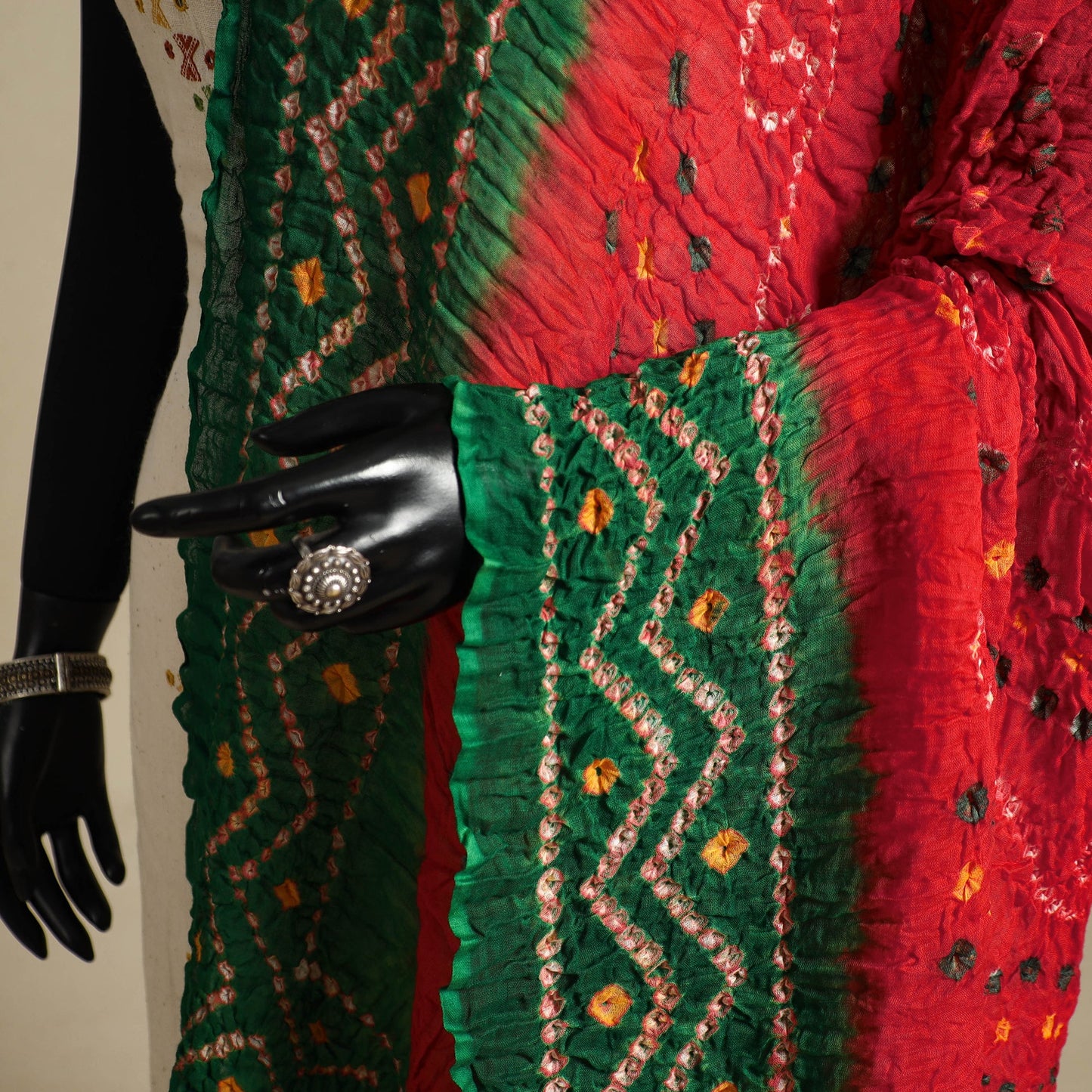 Red - kutch tie-dye mul cotton bandhani dupatta 100