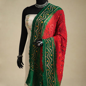 Red - kutch tie-dye mul cotton bandhani dupatta 100