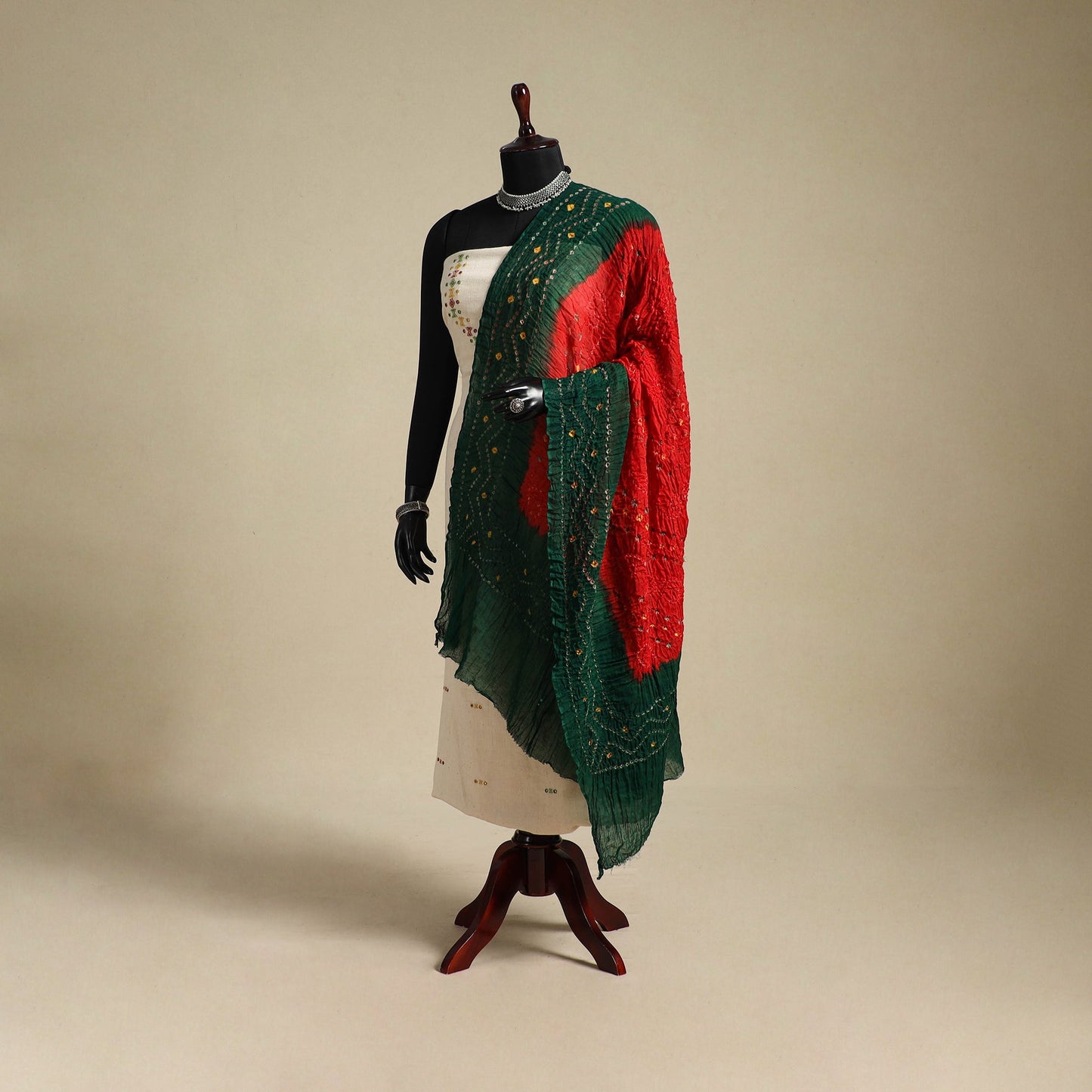 Red - kutch tie-dye mul cotton bandhani dupatta 101