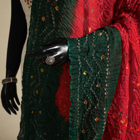 Red - kutch tie-dye mul cotton bandhani dupatta 101