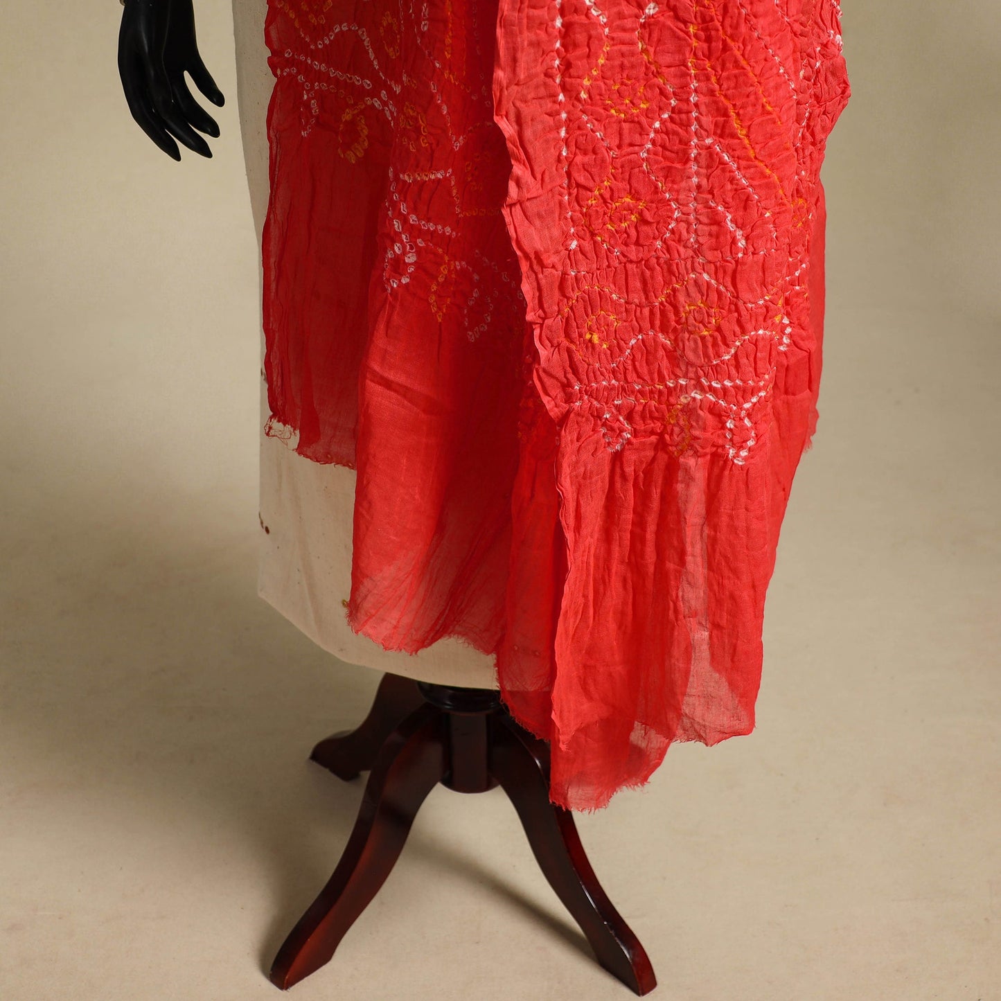 Red - kutch tie-dye mul cotton bandhani dupatta 11
