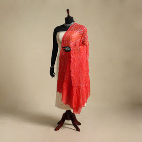Red - kutch tie-dye mul cotton bandhani dupatta 11