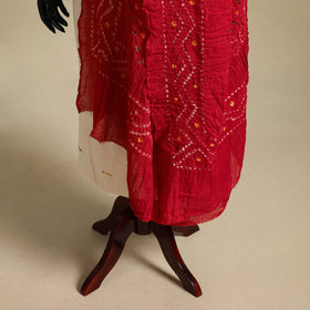 Red - kutch tie-dye mul cotton bandhani dupatta 17