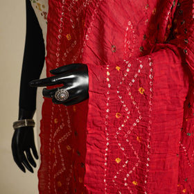 Red - kutch tie-dye mul cotton bandhani dupatta 17