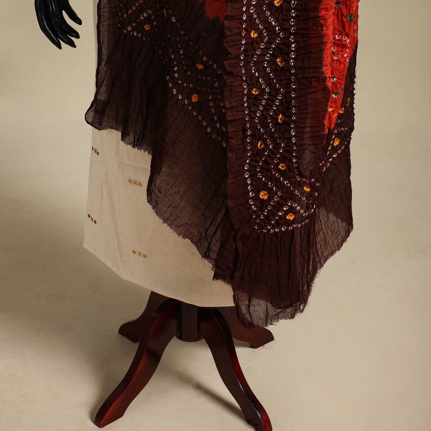 Red - kutch tie-dye mul cotton bandhani dupatta 93