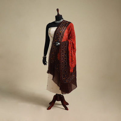 Red - kutch tie-dye mul cotton bandhani dupatta 93