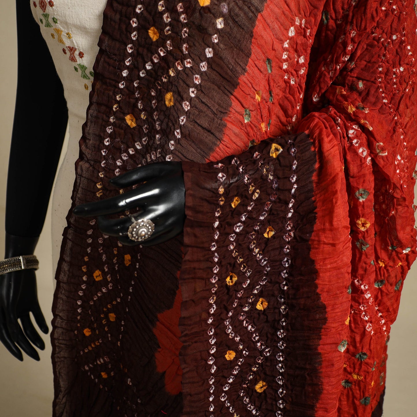 Red - kutch tie-dye mul cotton bandhani dupatta 93