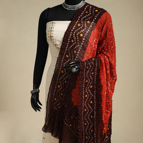 Red - kutch tie-dye mul cotton bandhani dupatta 93