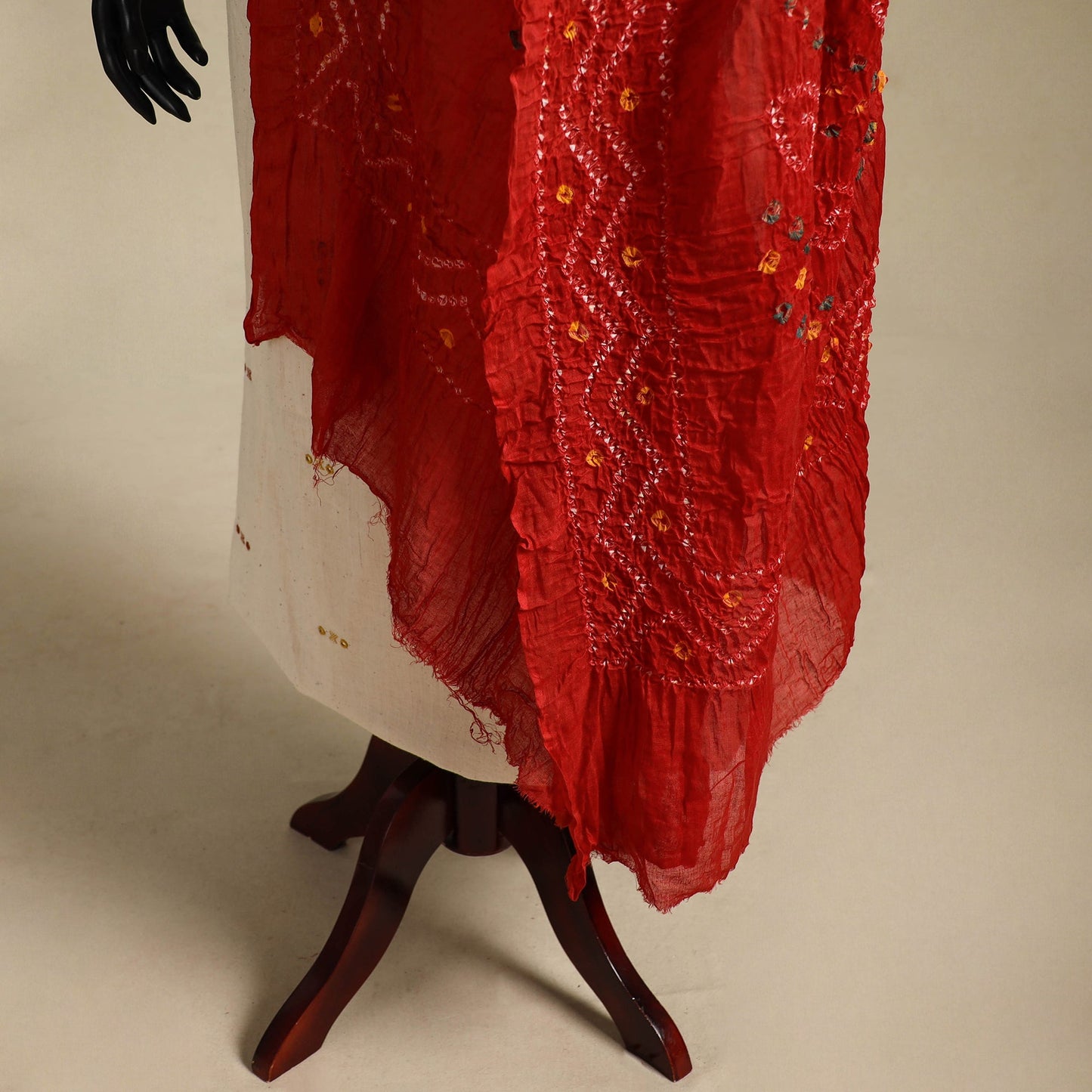 Red - kutch tie-dye mul cotton bandhani dupatta 95