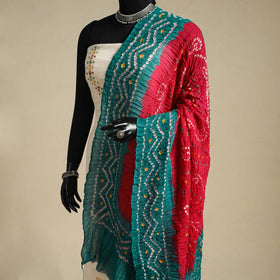 Red - kutch tie-dye mul cotton bandhani dupatta 96
