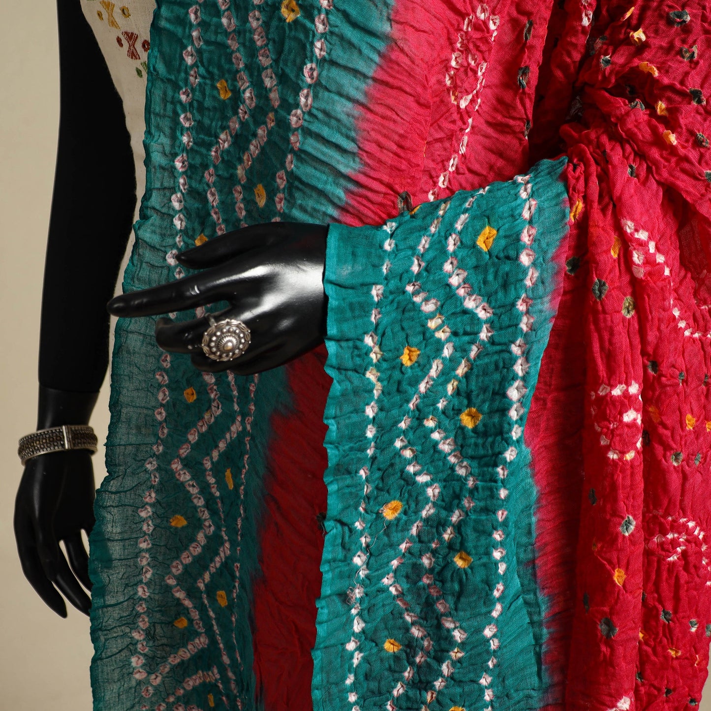 Red - kutch tie-dye mul cotton bandhani dupatta 96