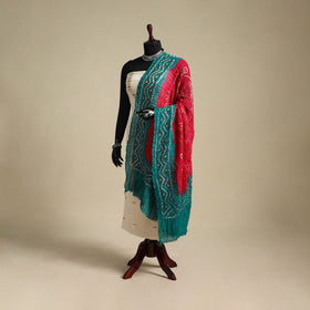 Red - kutch tie-dye mul cotton bandhani dupatta 96