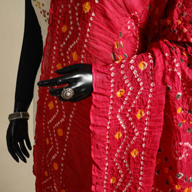 Red - kutch tie-dye mul cotton bandhani dupatta 97