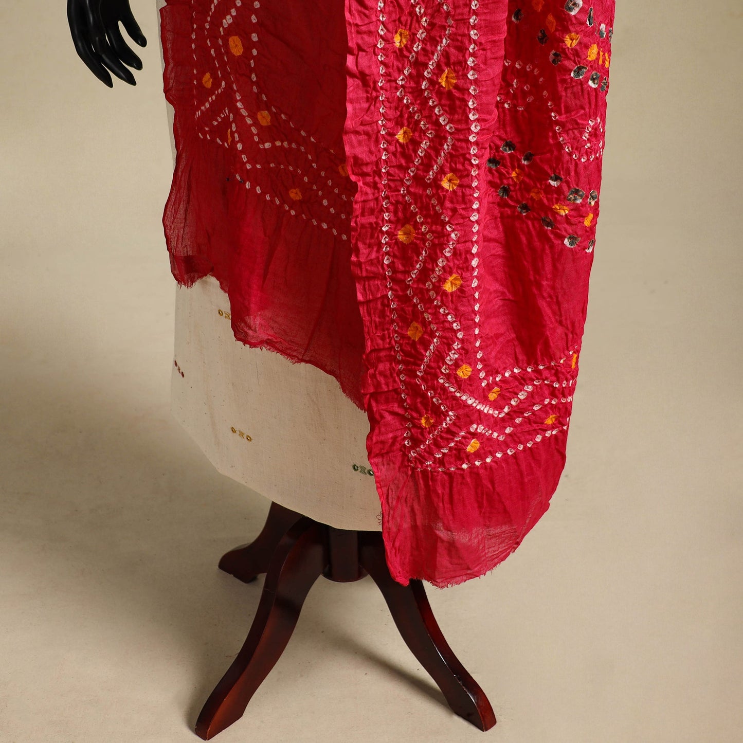 Red - kutch tie-dye mul cotton bandhani dupatta 97