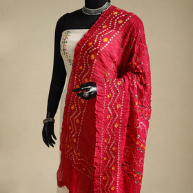 Red - kutch tie-dye mul cotton bandhani dupatta 97